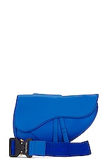 FWRD Renew Dior Calfskin Leather Saddle Shoulder Bag in Blue, view 1, click to view large image.