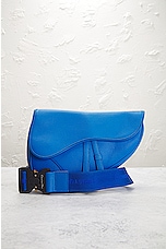 FWRD Renew Dior Calfskin Leather Saddle Shoulder Bag in Blue, view 2, click to view large image.