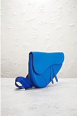 FWRD Renew Dior Calfskin Leather Saddle Shoulder Bag in Blue, view 4, click to view large image.