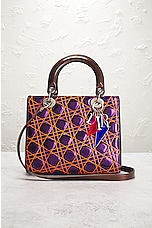 FWRD Renew Dior X Anselm Reyle Lady Cannage Handbag in Purple, view 2, click to view large image.