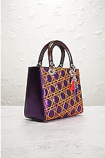 FWRD Renew Dior X Anselm Reyle Lady Cannage Handbag in Purple, view 4, click to view large image.