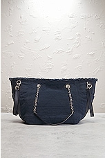 FWRD Renew Chanel Denim Tote Bag in Navy, view 3, click to view large image.