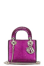 FWRD Renew Dior Python Mini Lady Handbag in Metallic Purple, view 1, click to view large image.