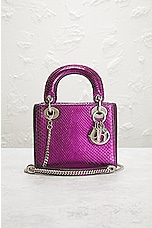 FWRD Renew Dior Python Mini Lady Handbag in Metallic Purple, view 2, click to view large image.