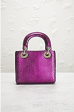 FWRD Renew Dior Python Mini Lady Handbag in Metallic Purple, view 3, click to view large image.