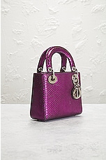 FWRD Renew Dior Python Mini Lady Handbag in Metallic Purple, view 4, click to view large image.