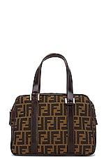 FWRD Renew Fendi Zucca Boston Bag in Brown, view 1, click to view large image.