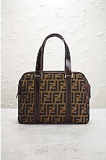 FWRD Renew Fendi Zucca Boston Bag in Brown, view 3, click to view large image.