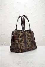FWRD Renew Fendi Zucca Boston Bag in Brown, view 4, click to view large image.