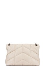 FWRD Renew Saint Laurent Medium Puffer Chain Bag in Crema Soft, view 2, click to view large image.