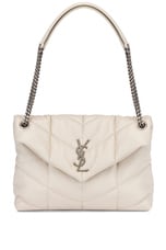 FWRD Renew Saint Laurent Medium Puffer Chain Bag in Crema Soft, view 5, click to view large image.