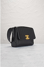 FWRD Renew Chanel Lambskin Turnlock Shoulder Bag in Black, view 4, click to view large image.