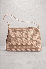 FWRD Renew Fendi Zucca Mama Baguette Shoulder Bag in Pink, view 3, click to view large image.