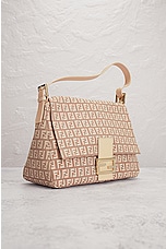 FWRD Renew Fendi Zucca Mama Baguette Shoulder Bag in Pink, view 4, click to view large image.