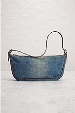 FWRD Renew Fendi Denim Pochette Accessories Shoulder Bag in Blue, view 2, click to view large image.