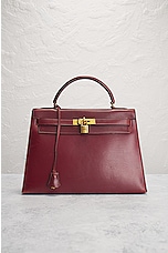 FWRD Renew Hermes Box Kelly 32 Handbag in Bordeaux, view 2, click to view large image.