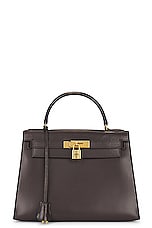 FWRD Renew Hermes Kelly 28 Handbag in Dark Brown, view 1, click to view large image.