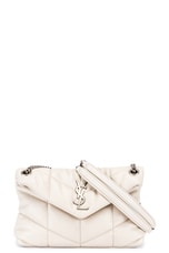 FWRD Renew Saint Laurent Small Monogramme Puffer Loulou Shoulder Bag in Crema Soft, view 1, click to view large image.