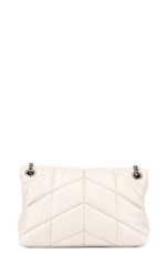 FWRD Renew Saint Laurent Small Monogramme Puffer Loulou Shoulder Bag in Crema Soft, view 2, click to view large image.