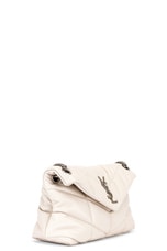 FWRD Renew Saint Laurent Small Monogramme Puffer Loulou Shoulder Bag in Crema Soft, view 3, click to view large image.