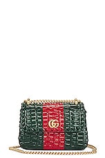 FWRD Renew Gucci GG Marmont Wicker Shoulder Bag in Green & Red, view 1, click to view large image.