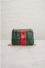 FWRD Renew Gucci GG Marmont Wicker Shoulder Bag in Green & Red, view 2, click to view large image.