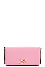 FWRD Renew Valentino Garavani V Logo Signature Shoulder Bag in Candy Rose, view 1, click to view large image.