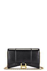FWRD Renew Balenciaga Hourglass Wallet On Chain Bag in Black, view 1, click to view large image.
