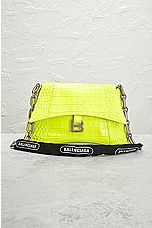 FWRD Renew Balenciaga Small Downtown Shoulder Bag in Fluo Yellow, view 2, click to view large image.