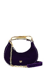 FWRD Renew TOM FORD Bianca Velvet Mini Hobo Bag in Violet, view 1, click to view large image.