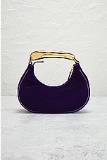 FWRD Renew TOM FORD Bianca Velvet Mini Hobo Bag in Violet, view 3, click to view large image.