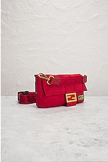 FWRD Renew Fendi X Porter Mama Baguette 3 Way Shoulder Bag in Red, view 4, click to view large image.