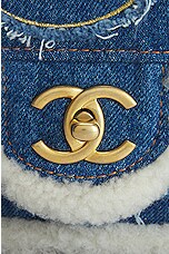 FWRD Renew Chanel Paris-Egypt Denim Shearling Shoulder Bag in Medium Blue, view 6, click to view large image.
