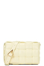 FWRD Renew Bottega Veneta Padded Cassette Crossbody Bag in Zest Washed & Gold, view 2, click to view large image.