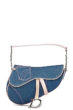 FWRD Renew Dior Denim Saddle Bag in Medium Blue, view 1, click to view large image.