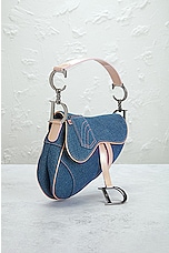 FWRD Renew Dior Denim Saddle Bag in Medium Blue, view 4, click to view large image.