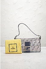 FWRD Renew Fendi Crystal Zucca Baguette Shoulder Bag in Grey, view 10, click to view large image.