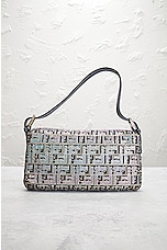FWRD Renew Fendi Crystal Zucca Baguette Shoulder Bag in Grey, view 3, click to view large image.