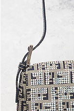 FWRD Renew Fendi Crystal Zucca Baguette Shoulder Bag in Grey, view 9, click to view large image.
