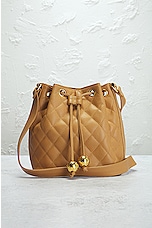 FWRD Renew Chanel Matelasse Caviar Drawstring Shoulder Bag in Beige, view 2, click to view large image.