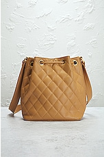 FWRD Renew Chanel Matelasse Caviar Drawstring Shoulder Bag in Beige, view 3, click to view large image.