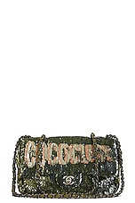 FWRD Renew Chanel Coco Cuba Sequin Chain Shoulder Bag in Khaki, view 1, click to view large image.