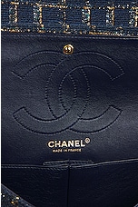 FWRD Renew Chanel Tweed Chain Double Flap Shoulder Bag in Navy, view 5, click to view large image.
