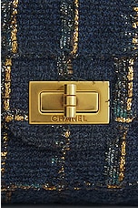 FWRD Renew Chanel Tweed Chain Double Flap Shoulder Bag in Navy, view 6, click to view large image.