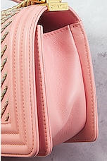 FWRD Renew Chanel Boy Leather Chain Shoulder Bag in Pink, view 8, click to view large image.