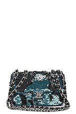FWRD Renew Chanel Sequin Turnlock Chain Flap Shoulder Bag in Blue, view 1, click to view large image.