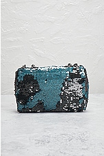FWRD Renew Chanel Sequin Turnlock Chain Flap Shoulder Bag in Blue, view 3, click to view large image.