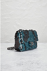 FWRD Renew Chanel Sequin Turnlock Chain Flap Shoulder Bag in Blue, view 4, click to view large image.