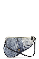 FWRD Renew Dior Denim Printed Saddle Bag in Grey, view 1, click to view large image.
