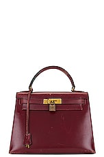 FWRD Renew Hermes Kelly 28 Handbag in Bordeaux, view 1, click to view large image.